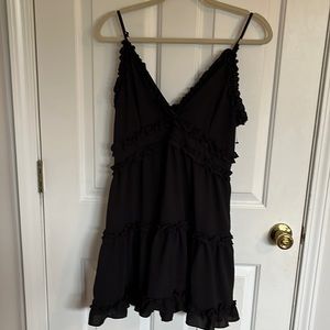 Iris Black Spaghetti Strap Dress with ruffles. NWOT. Size Medium